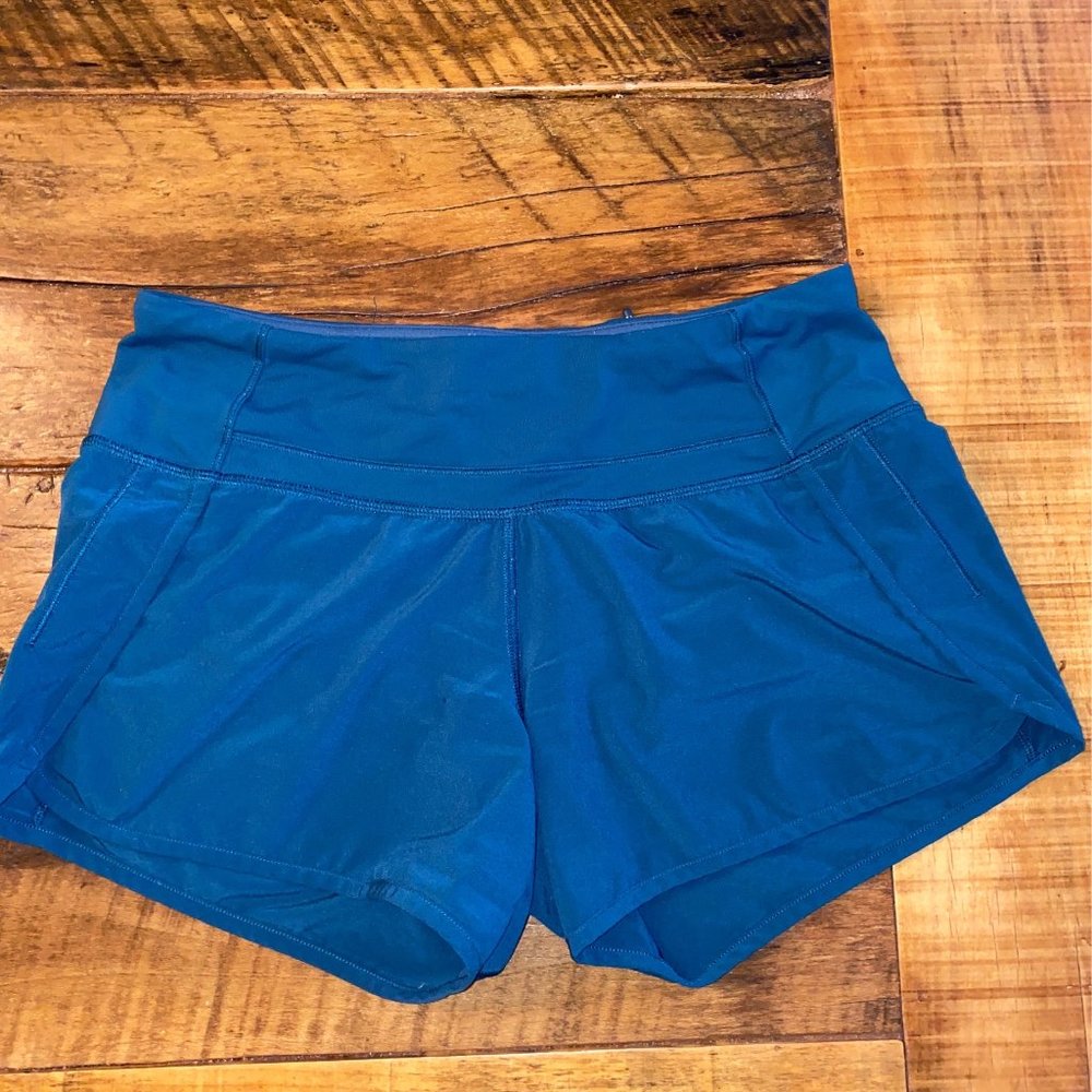 Lululemon Teal Speed Up Shorts 4" Long Size 4
